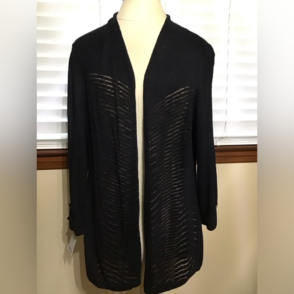 Elegant Black Open-Front Sweater size large new with tags, croft and barrow